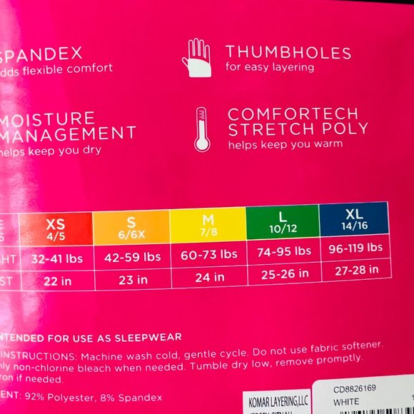 CUDDL DUDS Girls 2 Piece Stretch Poly Long Sleeve Crew & Leggings NWT Size Small - Picture 5 of 6